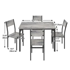 Dining Table Set with 4 Chairs - 43.3" × 27.5"