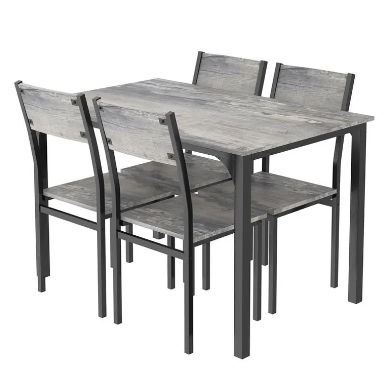 Dining Table Set with 4 Chairs - 43.3" × 27.5"