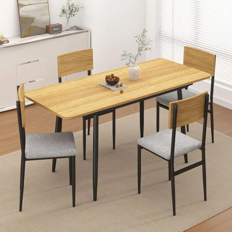 Extendable Dining Table Set with 4 Chairs - 43.3" to 59”