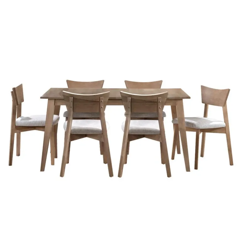 Extendable Rectangular Dining Table (48" to 60") with 6 Chairs - Grey