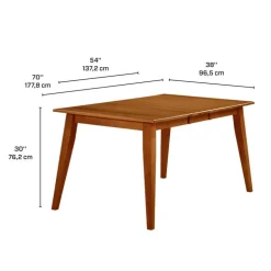 Extendable Rectangular Dining Table (54" to 70") with 4 Chairs and Bench - Brown