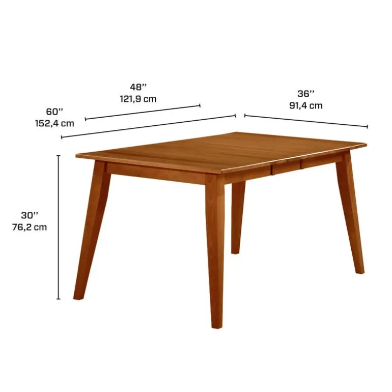 Extendable Rectangular Dining Table (48" to 60") with 4 Chairs and Bench - Brown