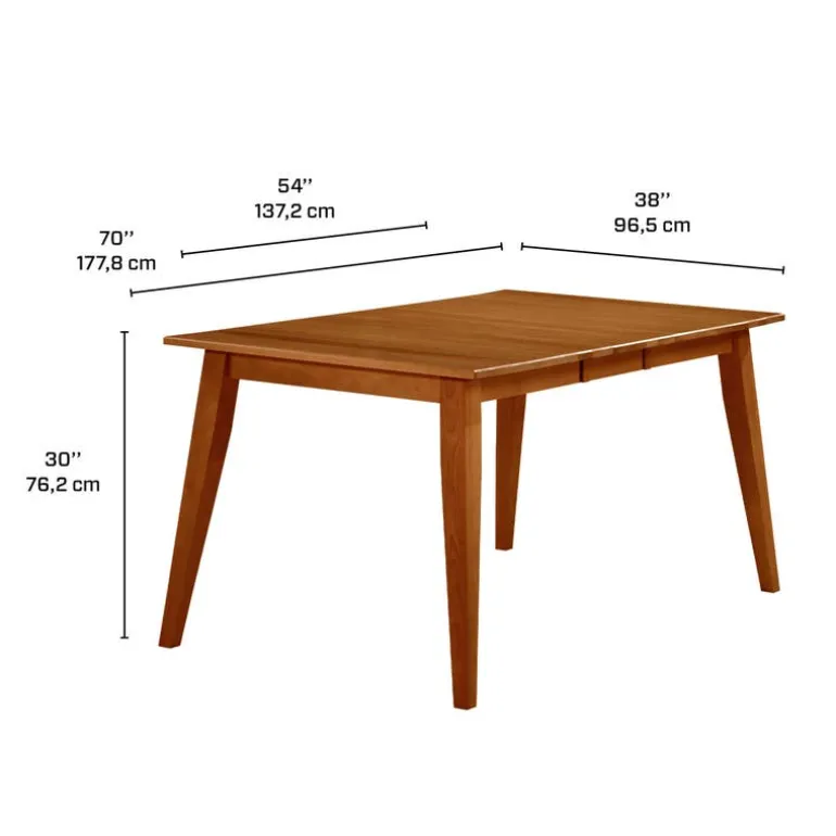 Extendable Rectangular Dining Table (54" to 70") with 6 Chairs - Brown