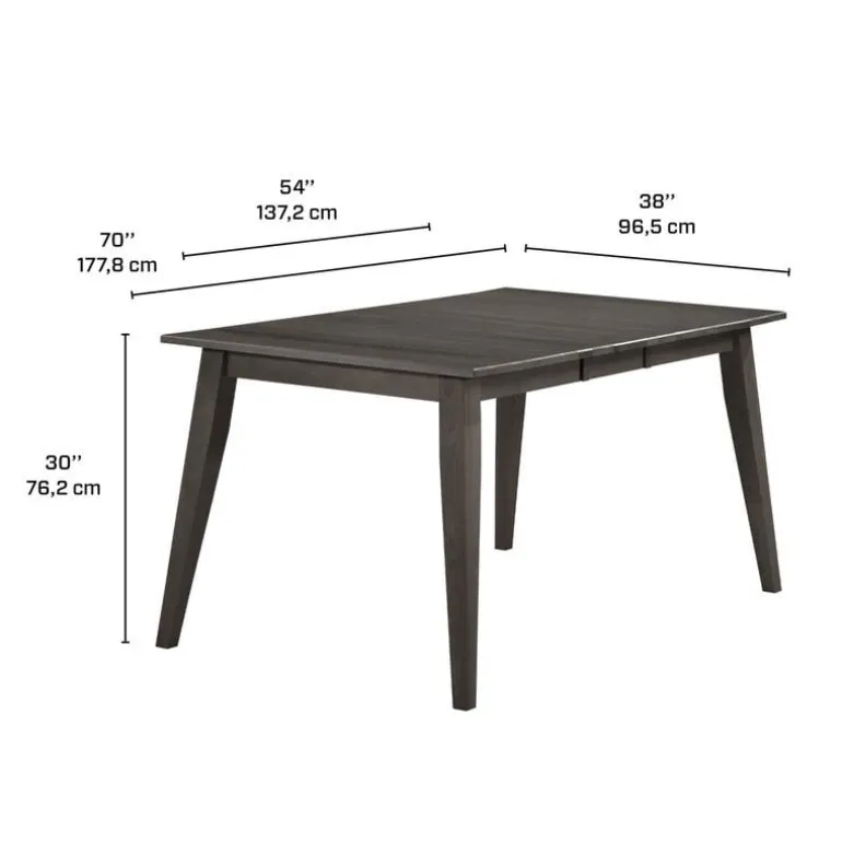 Extendable Rectangular Dining Table (54" to 70") with 4 Chairs and Bench - Slate