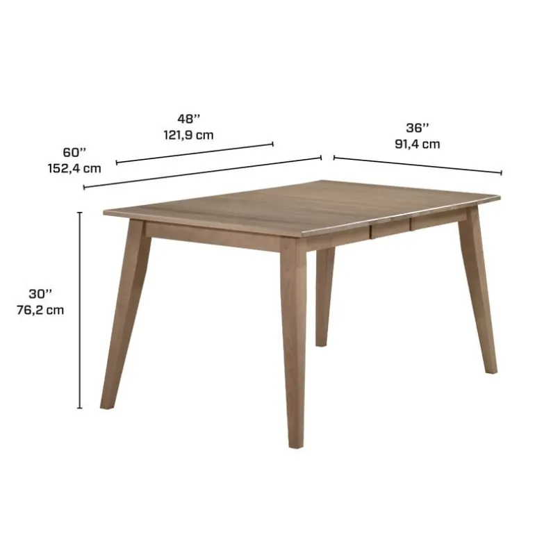 Extendable Rectangular Dining Table (48" to 60") with 4 Chairs and Bench - Grey