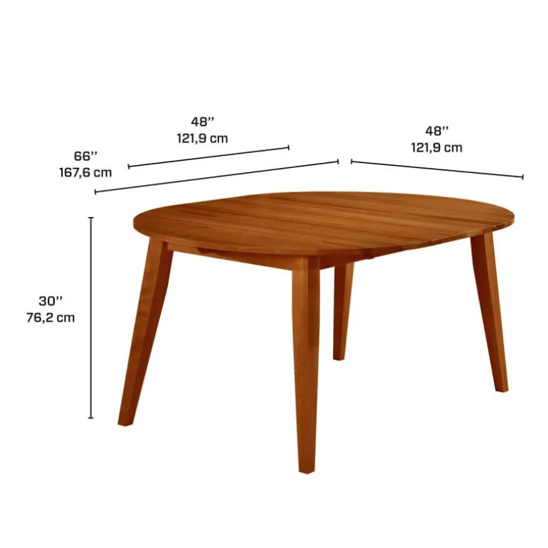 Extendable Round Dining Table (48" to 66") with 4 Chairs - Brown
