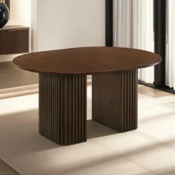 Extendable Round Pedestal Dining Table (48 to 83