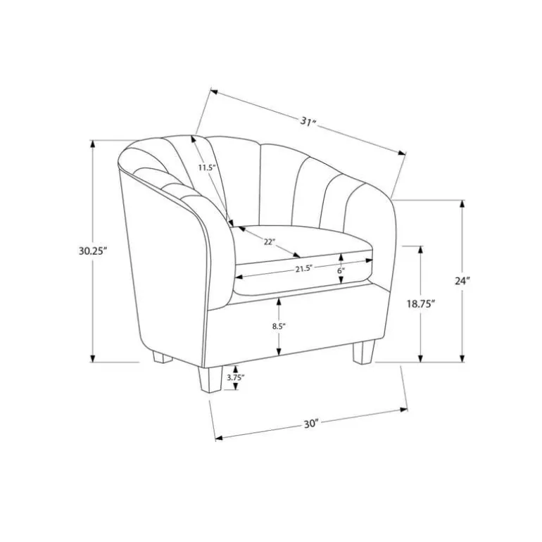 Fabric Accent Chair - Silver