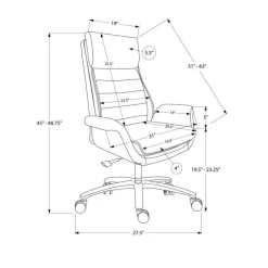 Faux Leather Ergonomic Office Chair - Light Grey - Monarch
