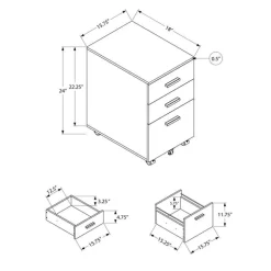 Filing cabinet - 3 drawer / black on castors - Monarch