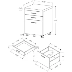 Filing cabinet - 3 drawer / white / cement-look on castor - Monarch