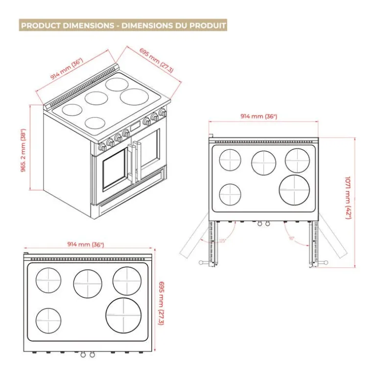 FORNO 36" Range Stainless 36" Electric Induction - FFSIN0950-36