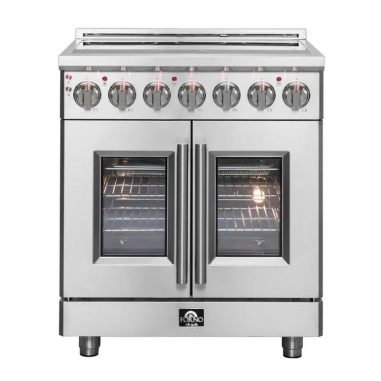 FORNO Freestanding Electric Range with French Doors Stainless 30" Electric Glass-Ceramic - FFSEL6955-30