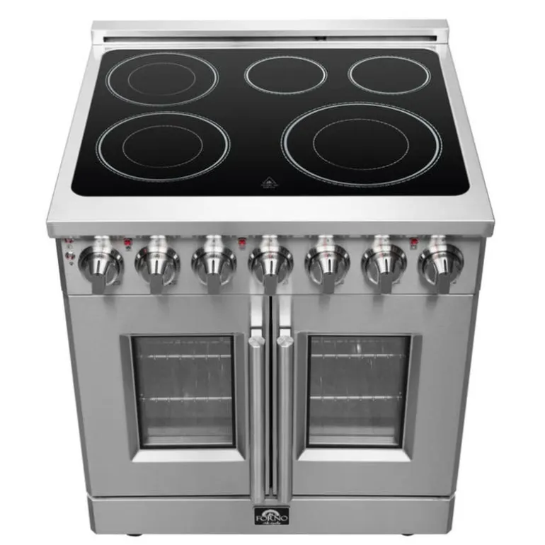 FORNO Freestanding Electric Range with French Doors Stainless 30" Electric Glass-Ceramic - FFSEL6955-30