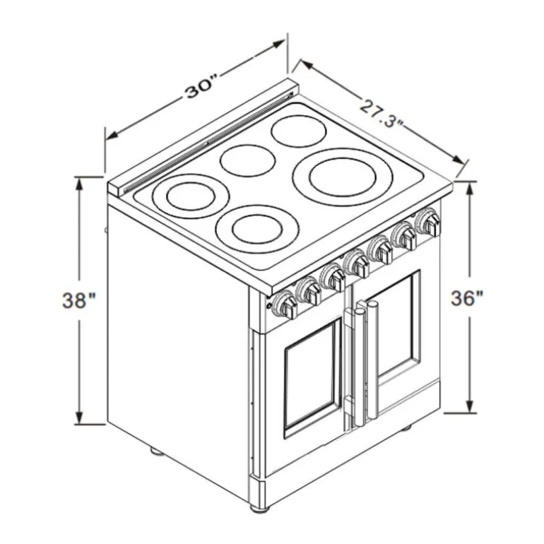 FORNO Freestanding Electric Range with French Doors Stainless 30" Electric Glass-Ceramic - FFSEL6955-30