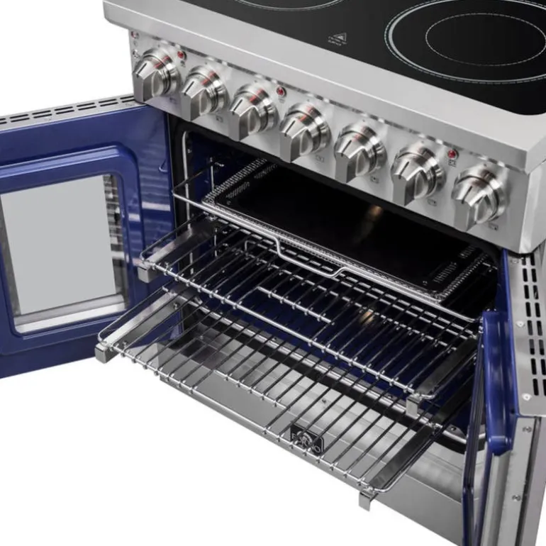 FORNO Freestanding Electric Range with French Doors Stainless 30" Electric Glass-Ceramic - FFSEL6955-30