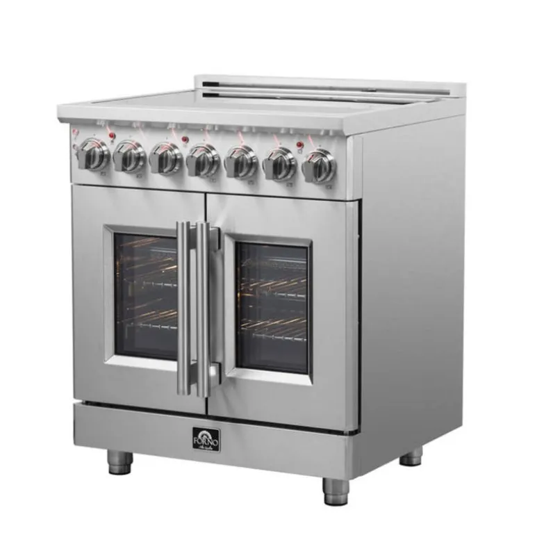 FORNO Freestanding Electric Range with French Doors Stainless 30" Electric Glass-Ceramic - FFSEL6955-30
