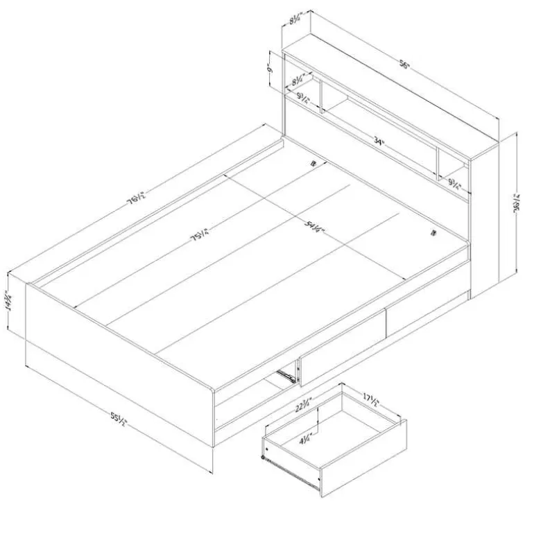 Full Bed with 3-Drawer Storage and Headboard (54") - South Shore