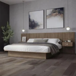 Full Bed with Wall Units and Nightstands (54
