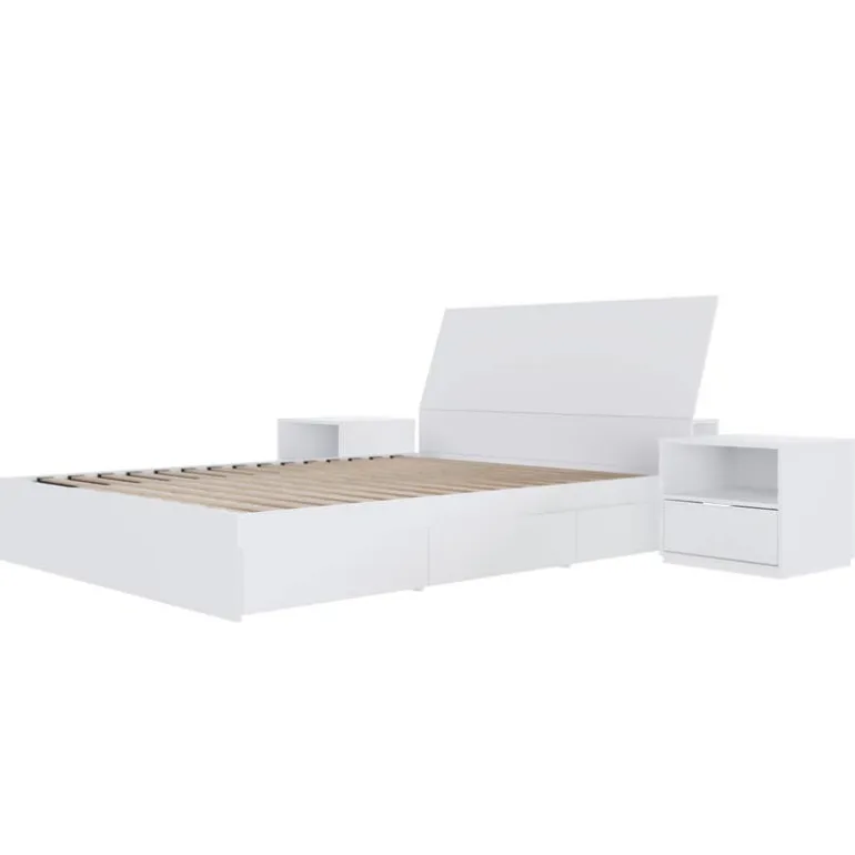 Full Bedroom Set with 3-Drawer Storage (54") - 4pcs - Nexera