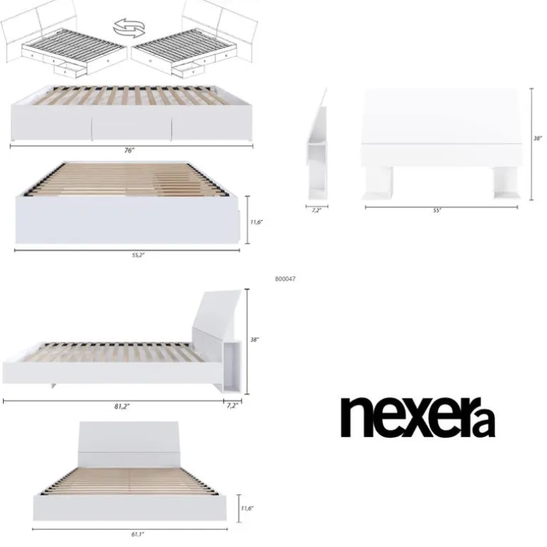 Full Bedroom Set with Storage (54") - 3pcs - Nexera