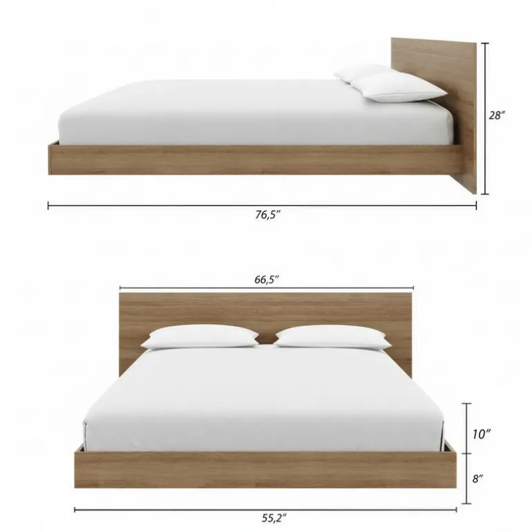Full Platform Bed with Headboard (54") - Nexera