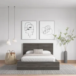 Full Platform Bed with Headboard (54