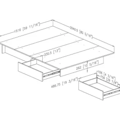 Full/Queen Platform Bed with 2-Drawer Storage (54/60'') - South Shore