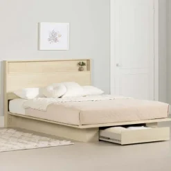 Full/Queen Platform Bed with 1-Drawer Storage and Headboard (54
