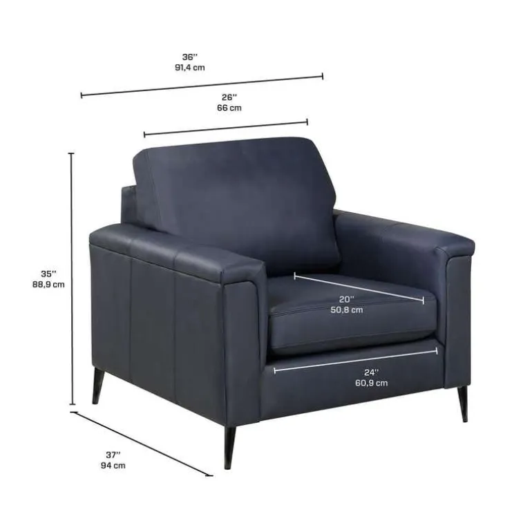 Genuine Leather Armchair - Blue