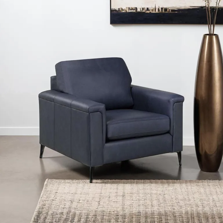 Genuine Leather Armchair - Blue
