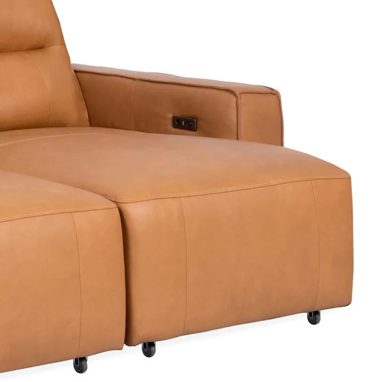 Genuine Leather Modular Sofa with Power Sliding Seats - 3 pcs
