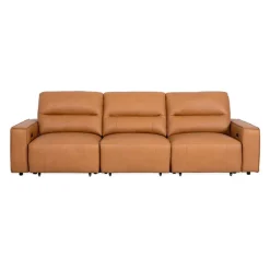 Genuine Leather Modular Sofa with Power Sliding Seats - 3 pcs