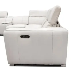 Genuine Leather Power Modular Reclining Sectional with Adjustable Headrests – 6 pcs