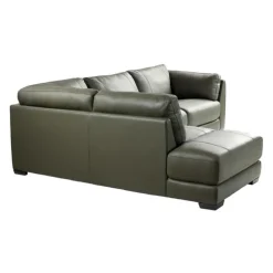 Genuine Leather Sectional with Left-Side Extra Seat