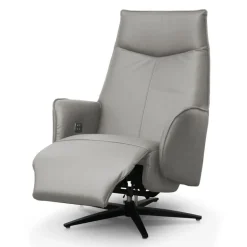 Genuine Leather Swivel Power Recliner - Sand