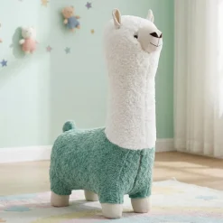 Green Llama-Shaped Kids Pouf – 28.3