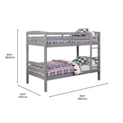 Grey Bunk Bed with Trundle Bed - 39