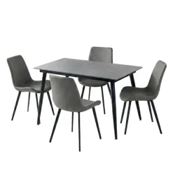 Grey Sintered Stone Dining Set with 4 Grey Chairs - 48
