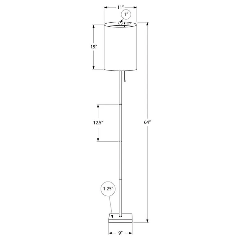 62"H Metal Floor Lamp