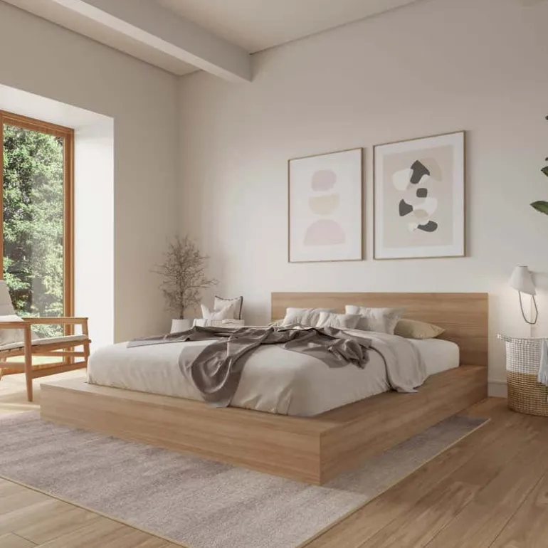 King Platform Bed with Headboard (78") - Nexera