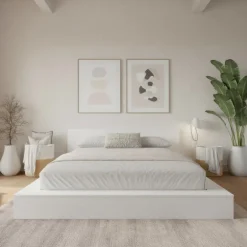 King Platform Bed with Headboard (78") - Nexera