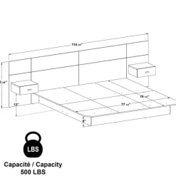 King Platform Bed with Headboard and Nighstands (78