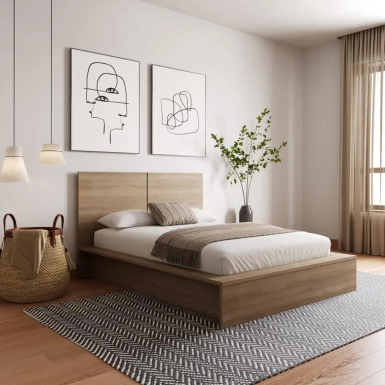 King Platform Bed with Headboard (78") - Nexera