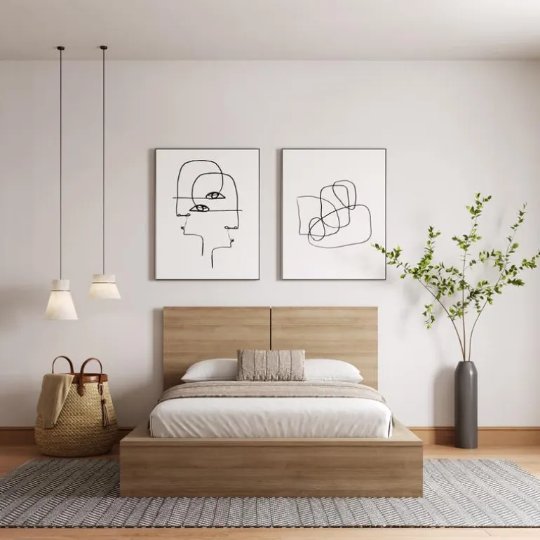 King Platform Bed with Headboard (78") - Nexera
