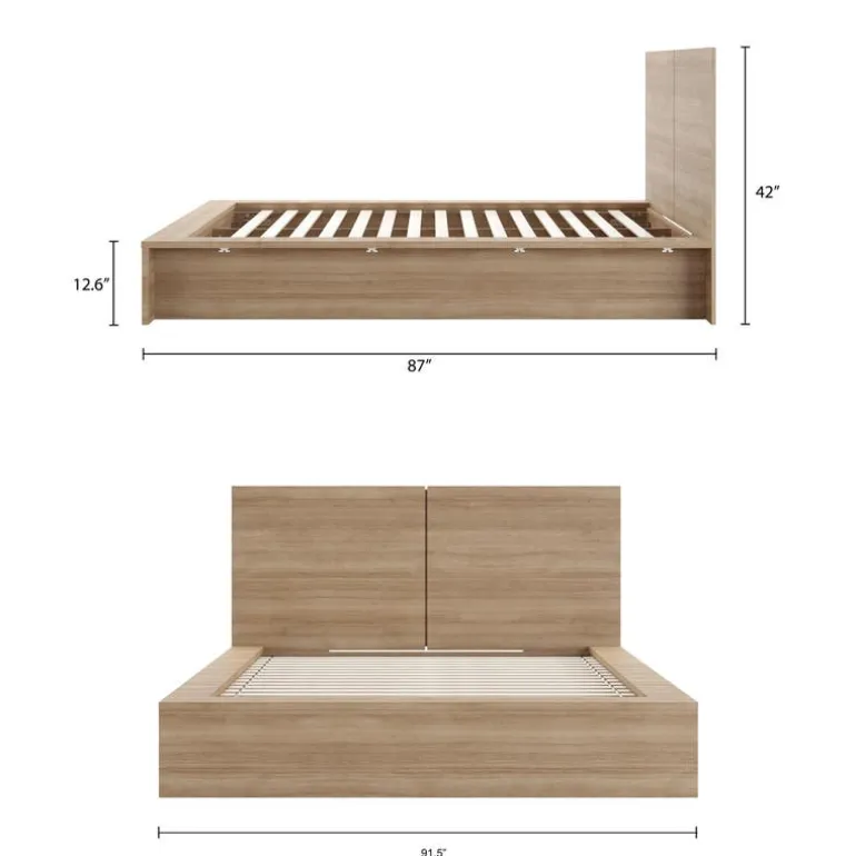 King Platform Bed with Headboard (78") - Nexera