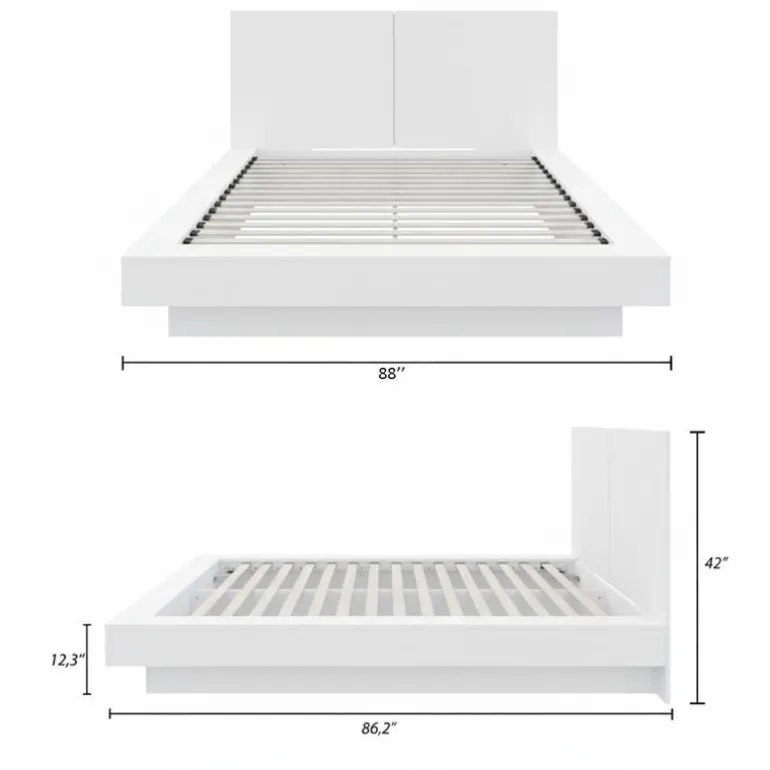 King Platform Bed with Headboard (78") - Nexera