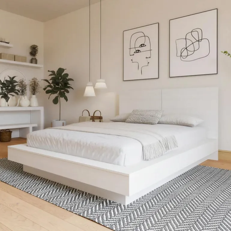 King Platform Bed with Headboard (78") - Nexera