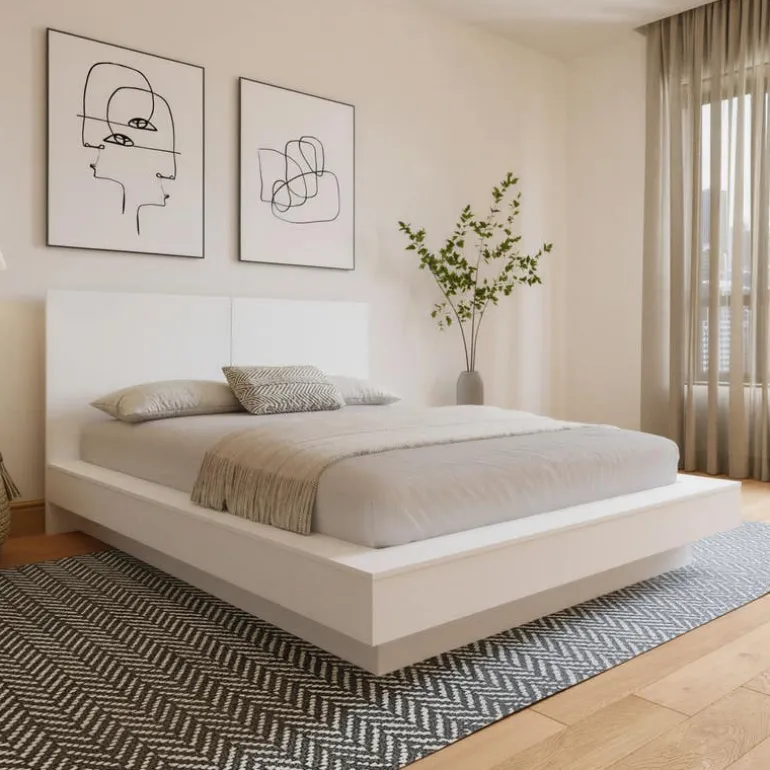 King Platform Bed with Headboard (78") - Nexera