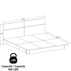 King Platform Bed with Headboard (78